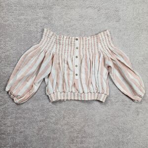 Vintage Havana crop off the shoulder striped boho top Size M